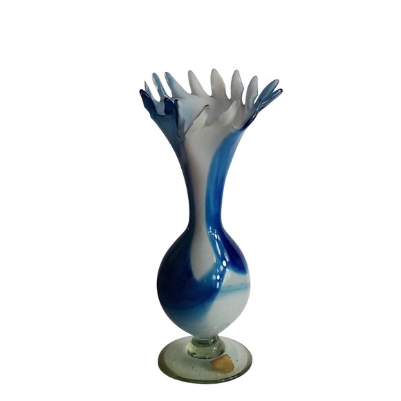Beautiful Blue And White Glass Decorative Vase - Picture 3 of 13